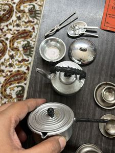 Vintage Miniature Stainless Steel Kitchen Set