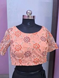 Elegant Peach Floral Blouse