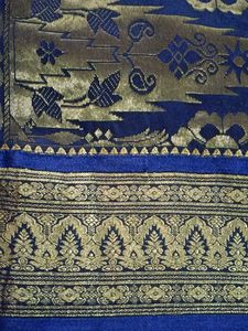 Blue &amp; Gold Paisley Sari