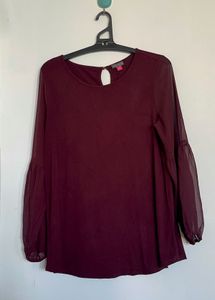 Burgundy Sheer Sleeve Top
