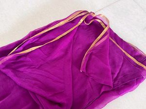Purple Saree With Then Gold Border