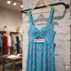 Blue Printed Maxi Dress