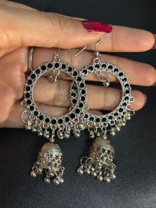 New Earing & Studs Silver Tone Jhumka Earrings