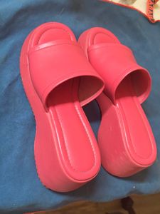 Pink Platform Slide Sandals