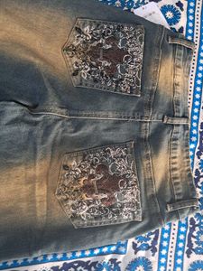 Embroidered Flare Leg Jeans