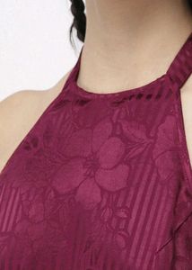 Elegant Burgundy Halter Dress