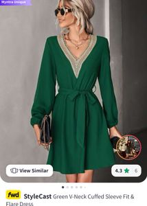 Green V-Neck Dress