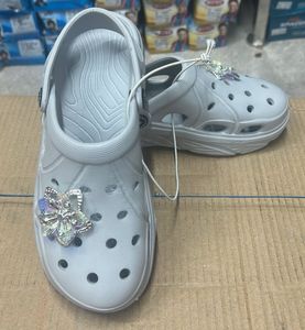 Grey Crocs with Butterfly Charms