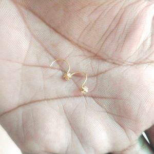 22k Pure Gold Dimond Nose/Ear Pin 1 Pair