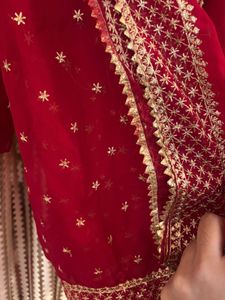 Red Embroidered Kurta Set