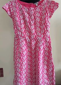 old navy Pink and white Floral Embroidered Dress