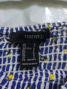 Forever 21 Blue White Combination Crop Top