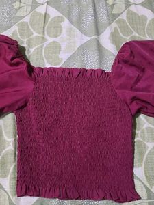 Maroon Bardot Top
