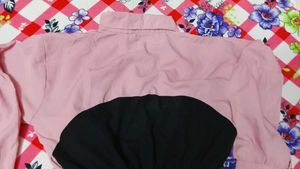 Pink & Black Two-Tone Collared Blouse
