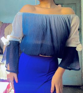 Blue Ombre Off-Shoulder Top