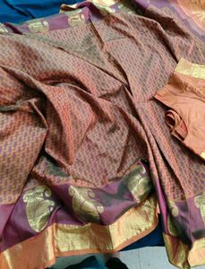 Maroon Korvai Kanchipuram Silk Saree