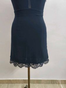 Navy Lace Trim Mini Dress