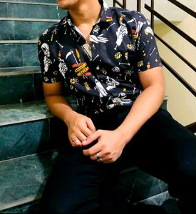&#34;Midnight Mischief&#34; Halloween-Themed Printed Shirt