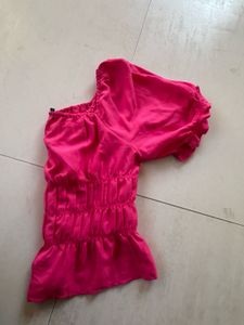 Pink Ruffle Sleeve Crop Top