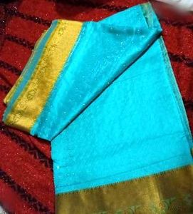 Elegant Blue &amp; Gold Saree