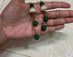 Green &amp; Gold Fashion Earrings