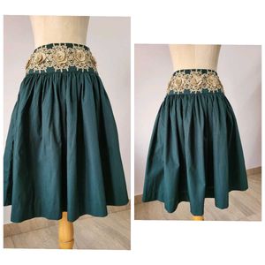 Green Ethnic Skirt , Length 25 Inches