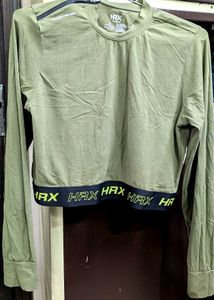 HRX Olive Green Cropped Long Sleeve
