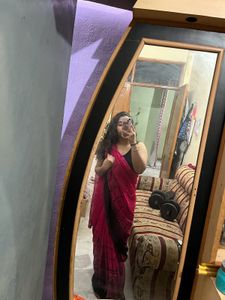 Black and Pink Saree With blouse❤️❤️