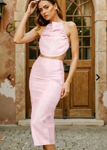 Pink Two-Piece Skirt Set New