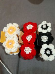 Crochet Flower Hair Clips - Set of 3