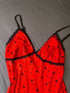 Red Heart Print Lingerie Dress