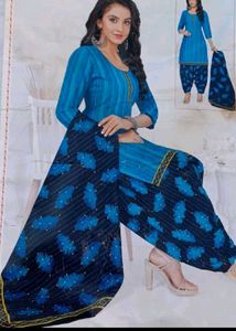 Blue Printed Salwar Kameez Suit