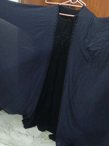 Modesty Navy Blue And Black Kaftan Abaya