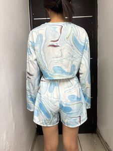 Blue &amp; White Top + Skort Set