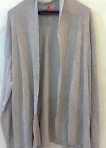 Grey Open Front Cardigan