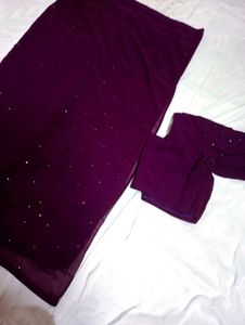 HAND MADE MIRROR WORK PURPLE SAREE