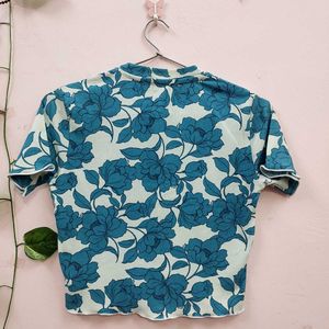 Fitted Floral Cotton Crop Top