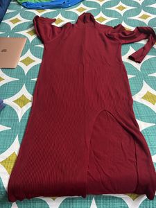 Woolen Maxi Dress With Slit  Size S Brand Ne