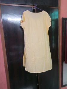 XL Size Straight Yellow Colour Cotton Kurta