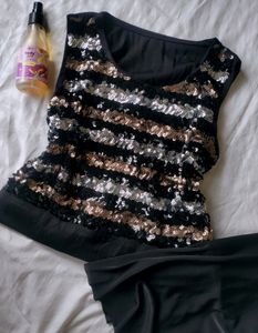 Black Sequin Sleeveless Top