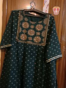 Emerald Green Kurti with Gold Detailing
