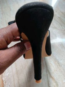 4 Inch High Black Stiletto Mules