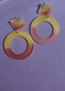 Resin stud Earrings | Yellow red translucent