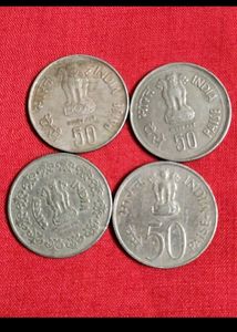 Old 50 Paise Coins Of 4 Different Types