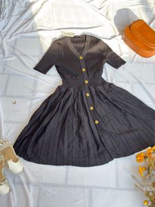 Elegant Black Button-Down Dress