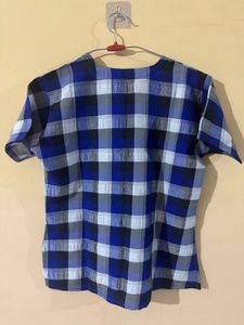 Blue Plaid Casual Top