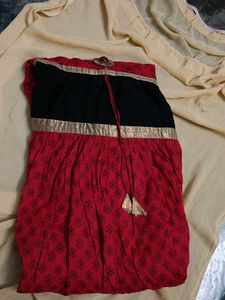 Red &amp; Black Tiered Cotton Dress