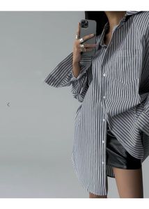 Oversized Pintresty Navy Blue Strips Shirt