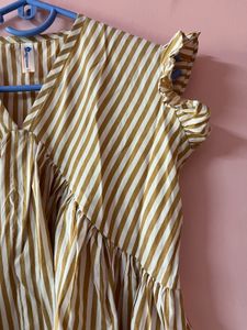 Striped Ruffle Sleeve Top  And Pink Tunic