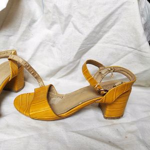 Mustard Yellow Block Heels